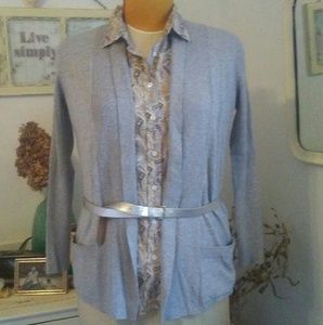 Talbots Classic Fit Open Cardigan in Gray